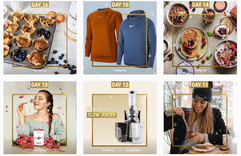 kalendarz adwentowy na Instagramie marki Foodspring