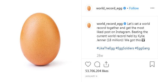 World record egg - najpopularniejsze zdjęcie na Instagramie