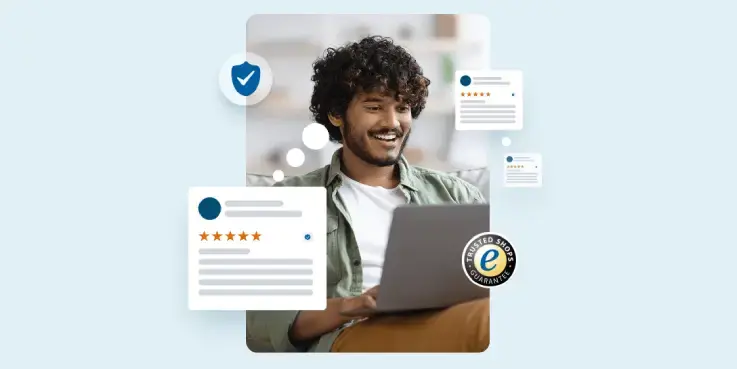 Een man koopt veilig online, want hij vertrouwt op de Community of Trust