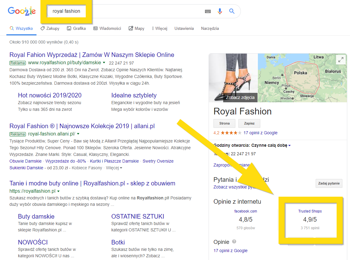 Gwiazdki Google nie są obecne w wynikach wyszukiwania dla sklepu